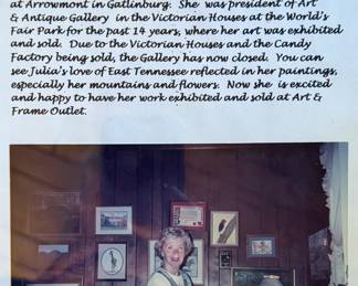 Brief Biography for Julia Schriver - Knoxville, Tennessee Artist