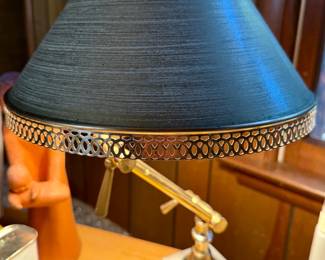 Brass Desk Lamp with Hinge Arm and Marble Base