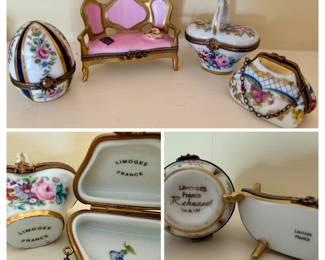 Limoges Boxes - Egg, Sofa, Basket, Purse