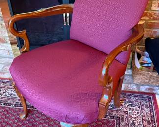 Accent Arm Chair with Carved Wooden Details - Fairfield 