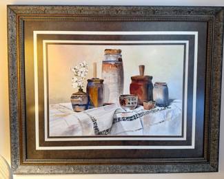 Matted and Framed Art - Still Life with Pottery and Dogwoods