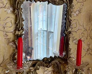 Wall Mirror with Candlestick Sconces 