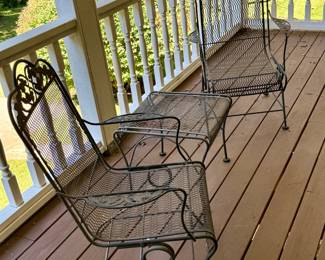 Wrought Iron Chairs and Side Table