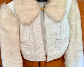 Leather Jacket with Rabbit Fur Trim