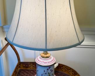 Pink and Purple Floral Design Porcelain Table Lamp