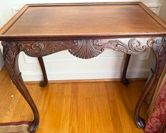 Wood Carved Chippendale Style Tea Table 