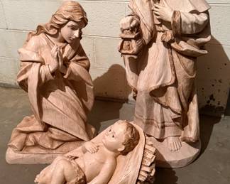 Large resin wood-grain outdoor Nativity set 