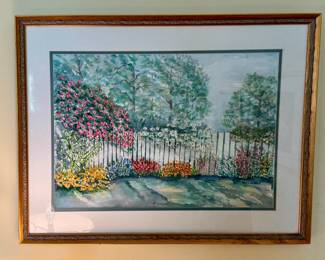 Matted and Framed Art - Floral Fence - Julia Schriver 
