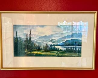 Matted and Framed Art - Mountain Landscape - N. DePorter