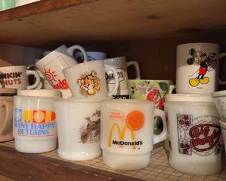 Milk glass coffee cups, McDonalds