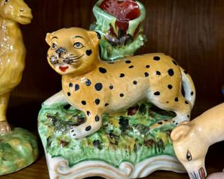 Staffordshire jaguar spill vase