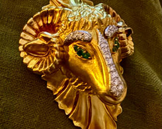 Absolutely massive 14K custom Ram Pendant that is the size of my palm!