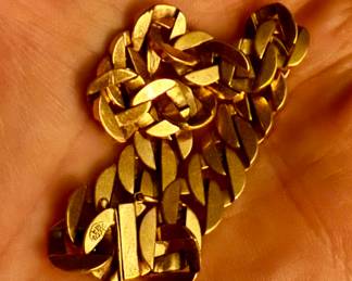 FINE 1970s 14K solid, heavy curb link bracelet
