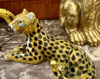 Antique cloisonné leopard