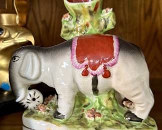 Staffordshire elephant spill vase