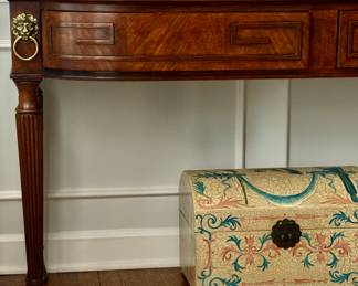 MAITLAND SMITH large console with Greek Key design and brass lions head pulls