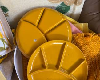 Pair of Mustard Yellow Divided Plates – Made in Japan