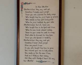 Framed Needlepoint Mother Quote