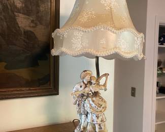 Colonial Lady & Gentleman Figural Table Lamp
