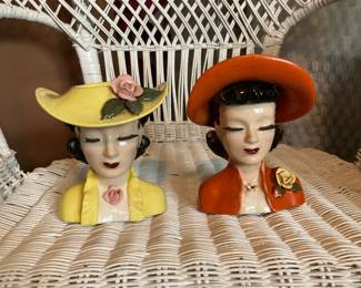 Lefton Lady Head Vases