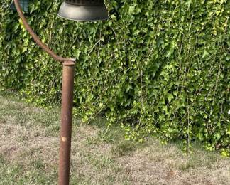 Metal & Glass Lantern with Cast Iron Stand