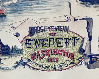 Birdseye View of Everett Washington 1893 Pictorial Map