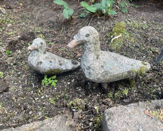 Pair of Concrete Duck Statues