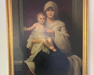 Framed Canvas Print of Mary and Jesus