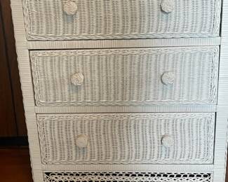 White Wicker 3 Drawer Dresser