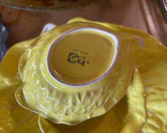 Secla Majolica Yellow Cabbage Chip & Dip Server Platter