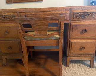 Mission Style Oak Desk with Chair