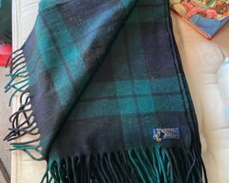 Pendleton Green & Blue Plaid Wool Throw Blanket