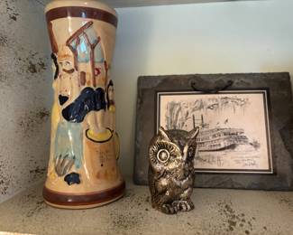 Trader Vic's Old Times XXX Rum Ceramic Mug, Framed Print "1976 New Orleans Steamer Natchez" by Don Davey