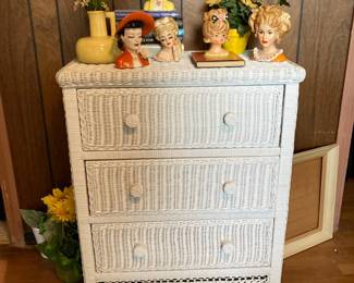 White Wicker 3 Drawer Dresser