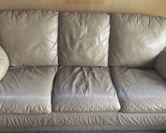 Cream Leather Couch & Love Seat