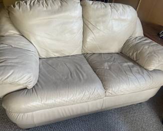Cream Leather Couch & Love Seat