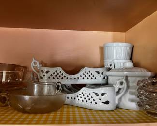 Pair of Porcelain Treasures White Silverware Caddies