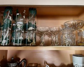 Libbey Tiki Tropical Highboy Glasses, Set of 6 Monogramed Hollow Stem Champagne Coupe Glasses