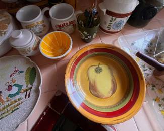 Clay Art Terra Toscana Salad Bowl, Ceramic Orange Half Dipping Bowl