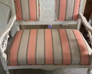 Very Cute Ornate Small Wooden Settee On Wheels