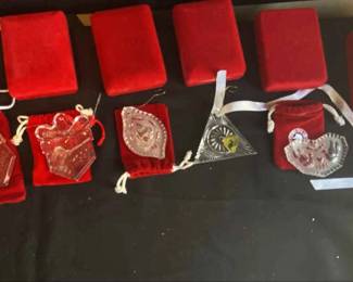 Six Waterford Crystal Christmas Ornaments