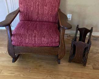 Great Old Rocking Chair And A Magazine Rack To Go With It