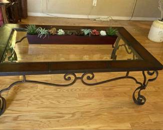 Great Glass, Metal And Wood Coffee Table