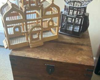 Storage Box And Two Bird Cages