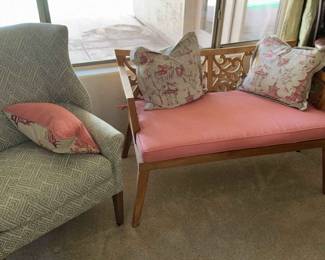 Wingback Chair And Wooden Bench