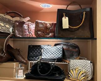 Heather from Le Meilleur Luxury (independent from the estate sale) will also be on-site with her collection of designer handbags and jewelry., Chanel, Gucci, Celine, and more