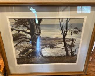 Framed & Matted Coastal Landscape Artwork by F.B. Nelson