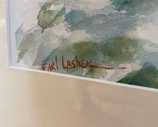 Framed & Matted Sailing Watercolor by Earl Lasher