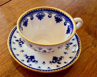 Spode "Fleur De Lys Blue" Mini Tea Cup & Saucer