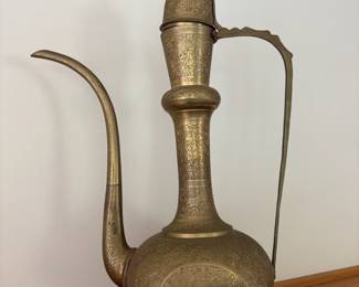 India Etched Brass Ewer Jug